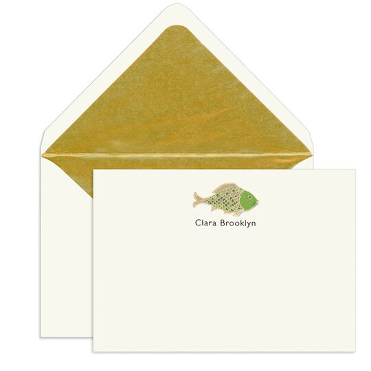 Fancy Fish Engraved Motif Flat Note Cards